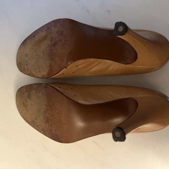 Vintage Adlib Light Tan High Heels Peep Toe Shoes Women's 7.5 M 1980s - Picture 6 of 7
